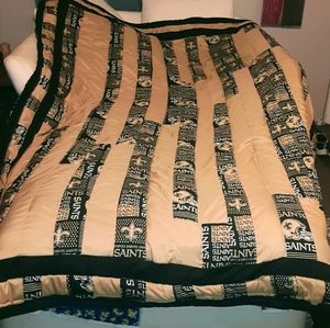 Queen size reversible SAINTS homemade quilt with pillow case